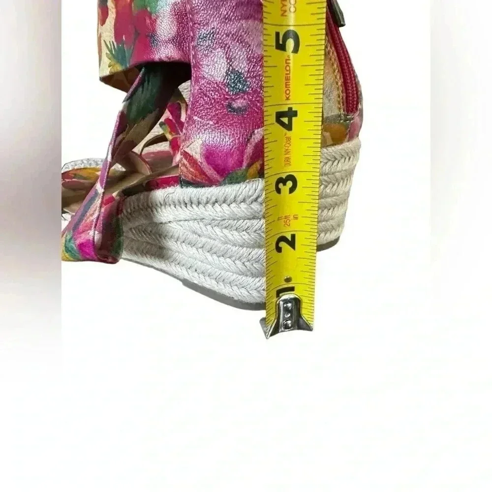 Patricia Nash leather floral “Rubia” espadrille wedge sandals in Spring Multi
